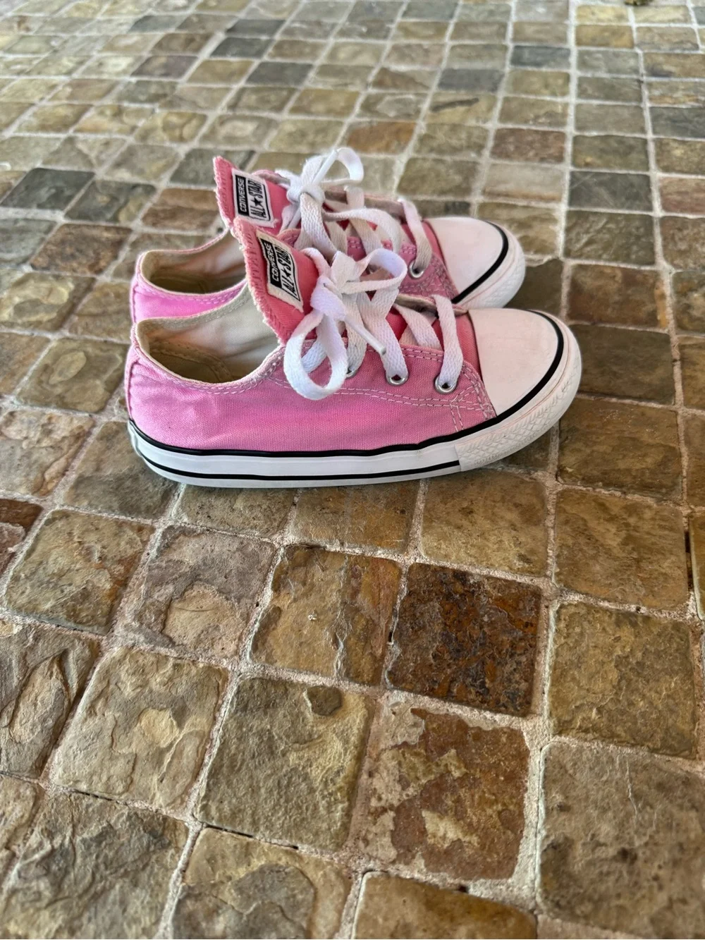 Converse Kids Low Top Canvas Sneakers - Light Pink with White